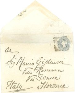 A letter sent to Mario Gigliucci at the Villa Romana (late 1800s). Source: Villa Rossa Archive