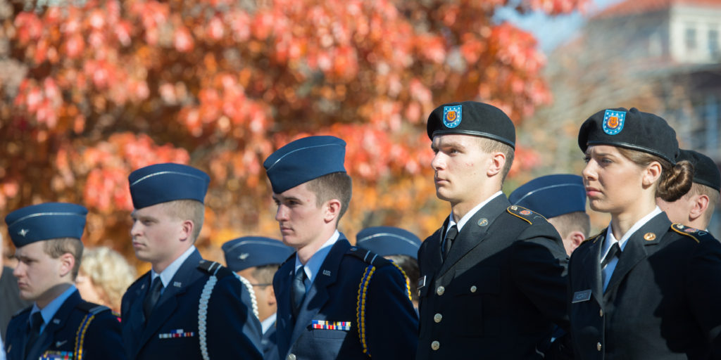 Students in military garb