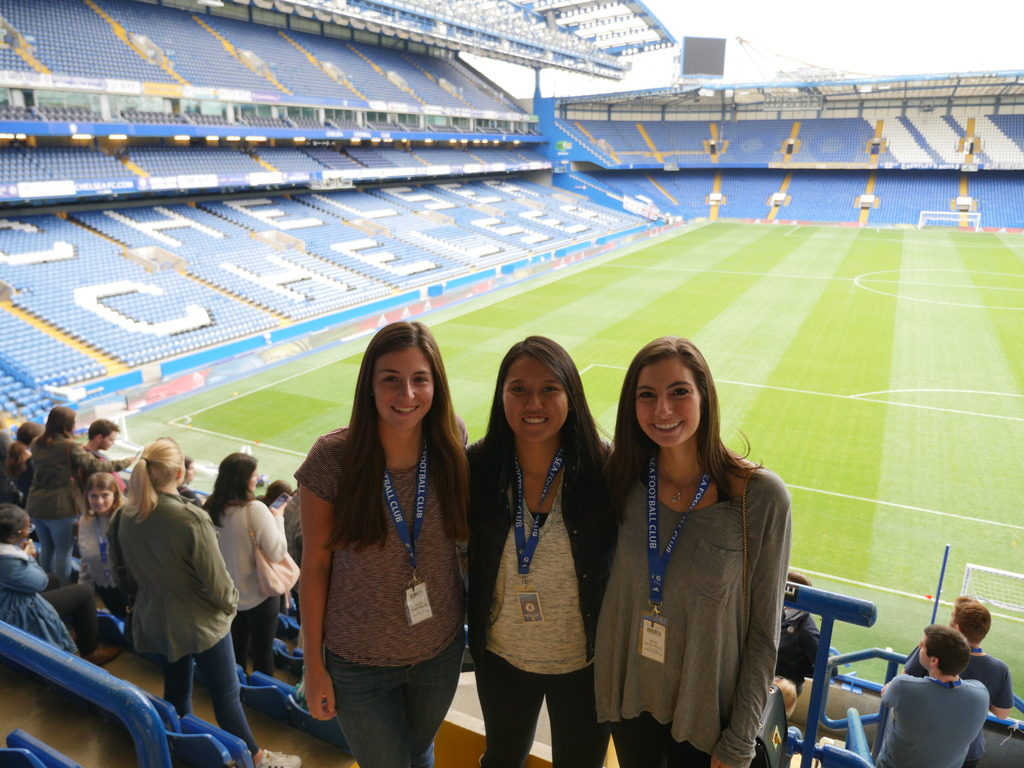 Students at soccer stadium