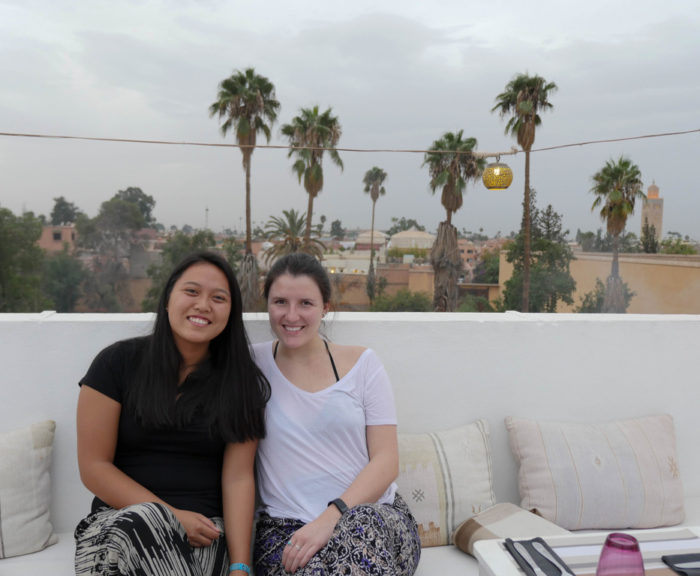 Two female students abroad