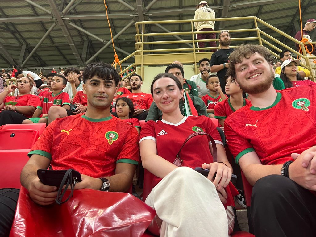 students at soccer game