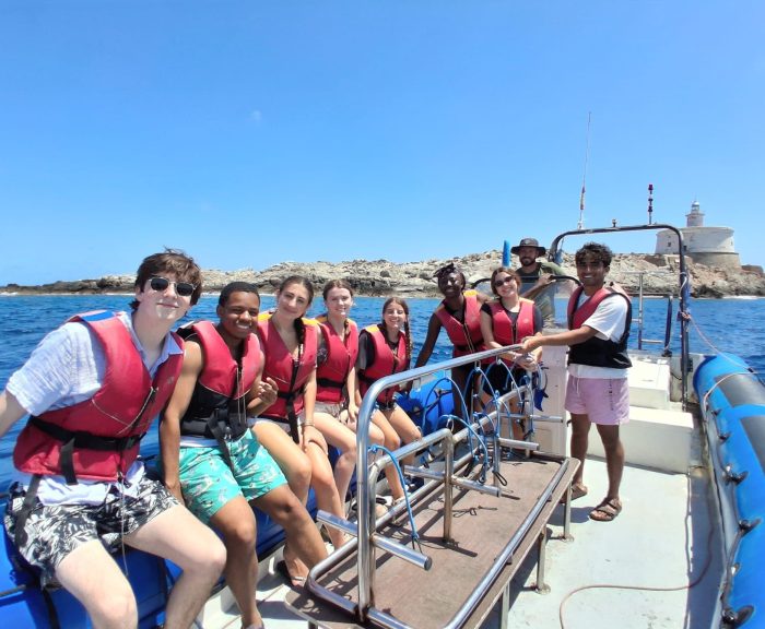 students on boat in Spain